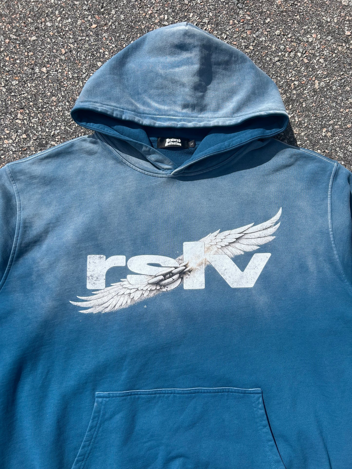 WINGS LOGO SUNFADE HOODIE BLUE