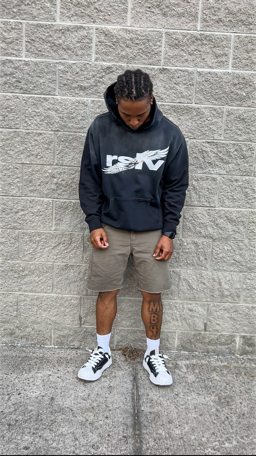 WINGS LOGO SUNFADE HOODIE BLACK