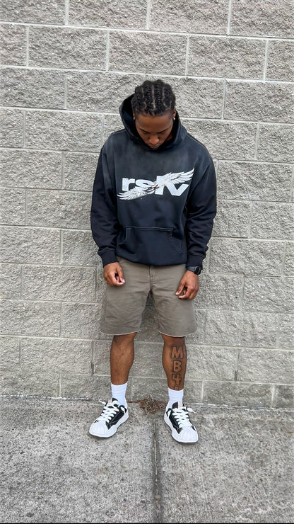 WINGS LOGO SUNFADE HOODIE BLACK