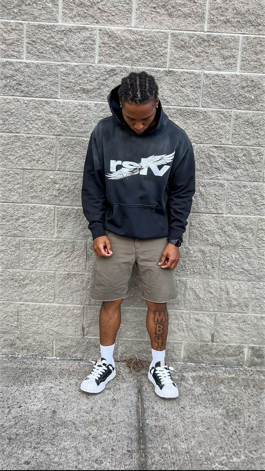 WINGS LOGO SUNFADE HOODIE BLACK