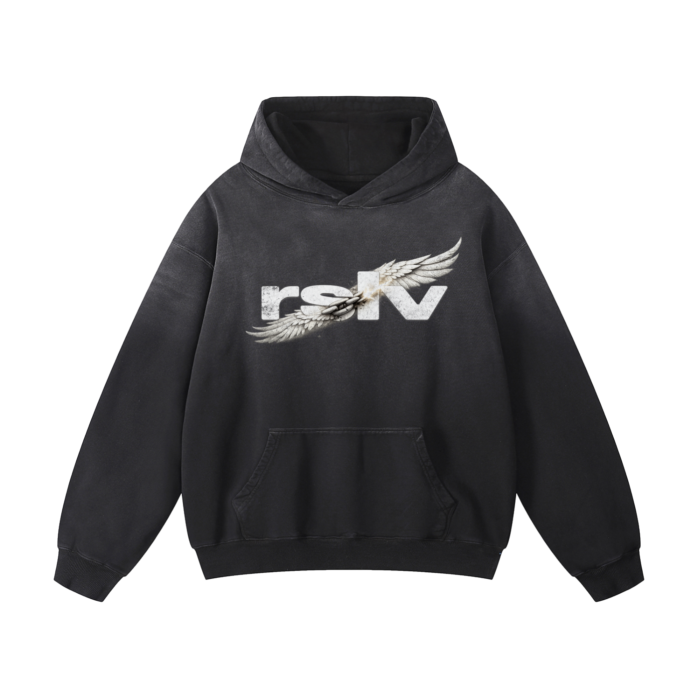 WINGS LOGO SUNFADE HOODIE BLACK