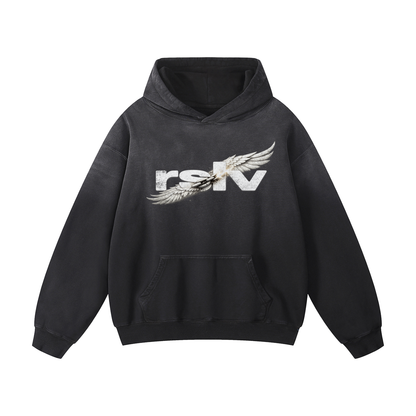 WINGS LOGO SUNFADE HOODIE BLACK