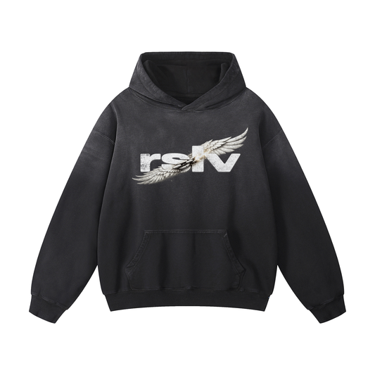 WINGS LOGO SUNFADE HOODIE BLACK