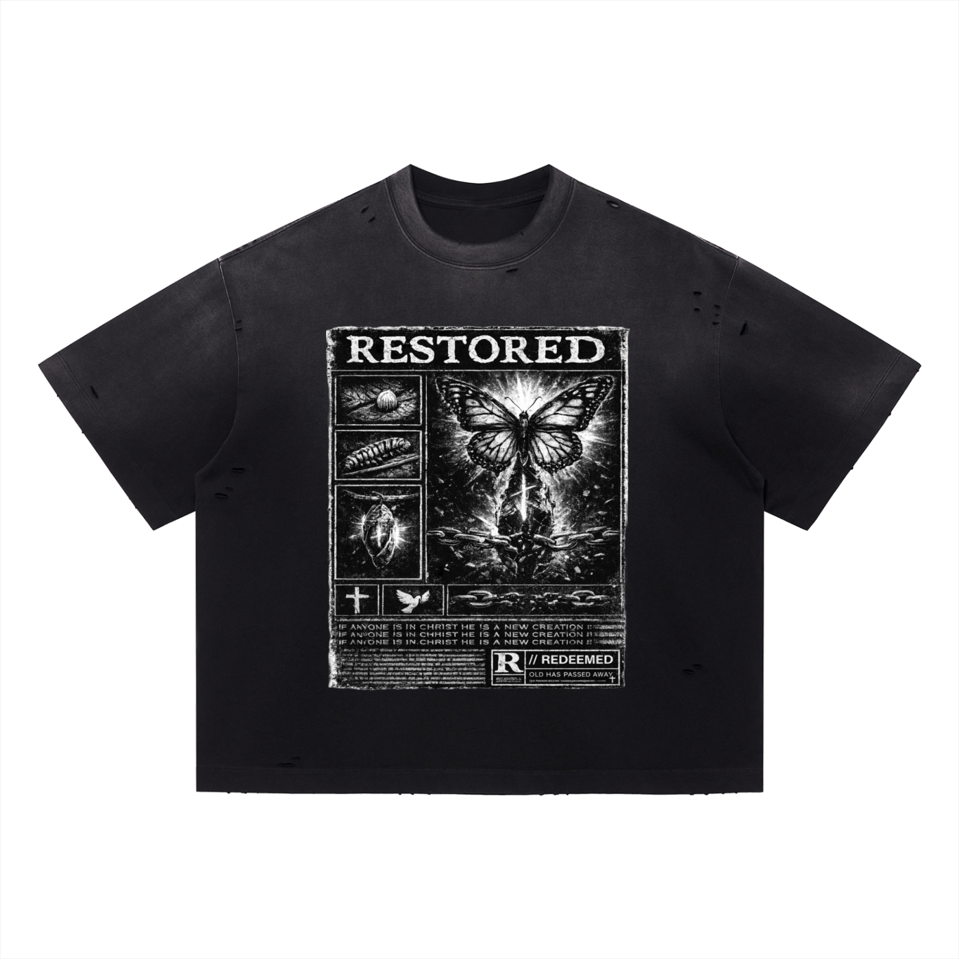 METAMORPHOSIS DISTRESSED BOXY TEE