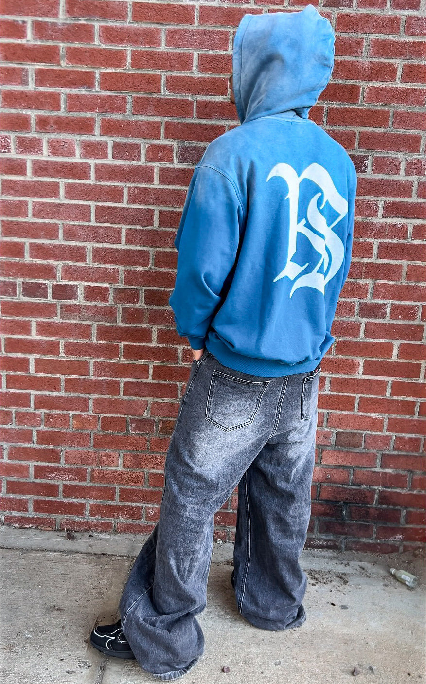 WINGS LOGO SUNFADE HOODIE BLUE