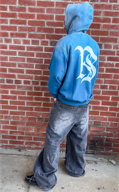 WINGS LOGO SUNFADE HOODIE BLUE