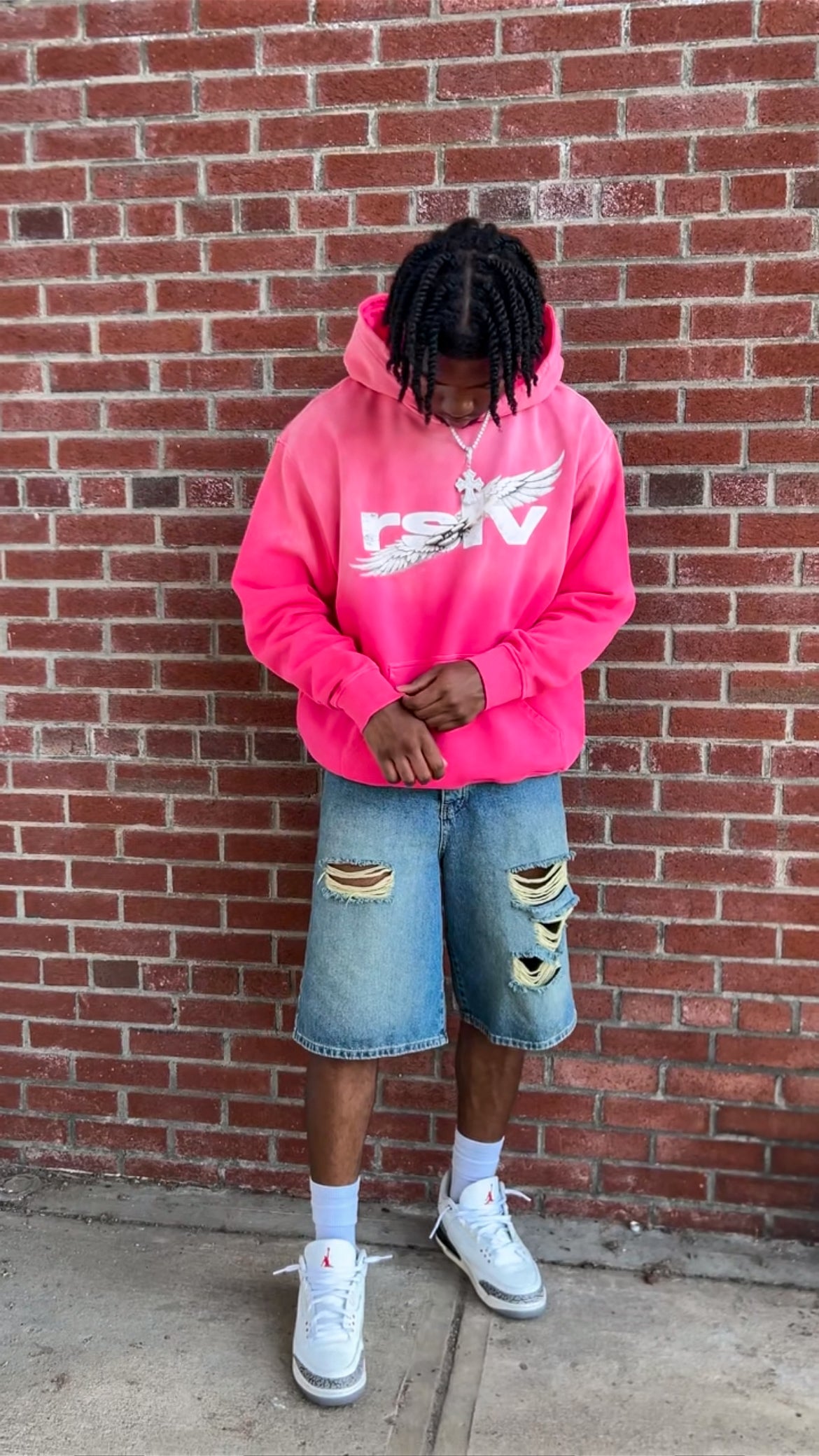 WINGS LOGO SUNFADE HOODIE PINK