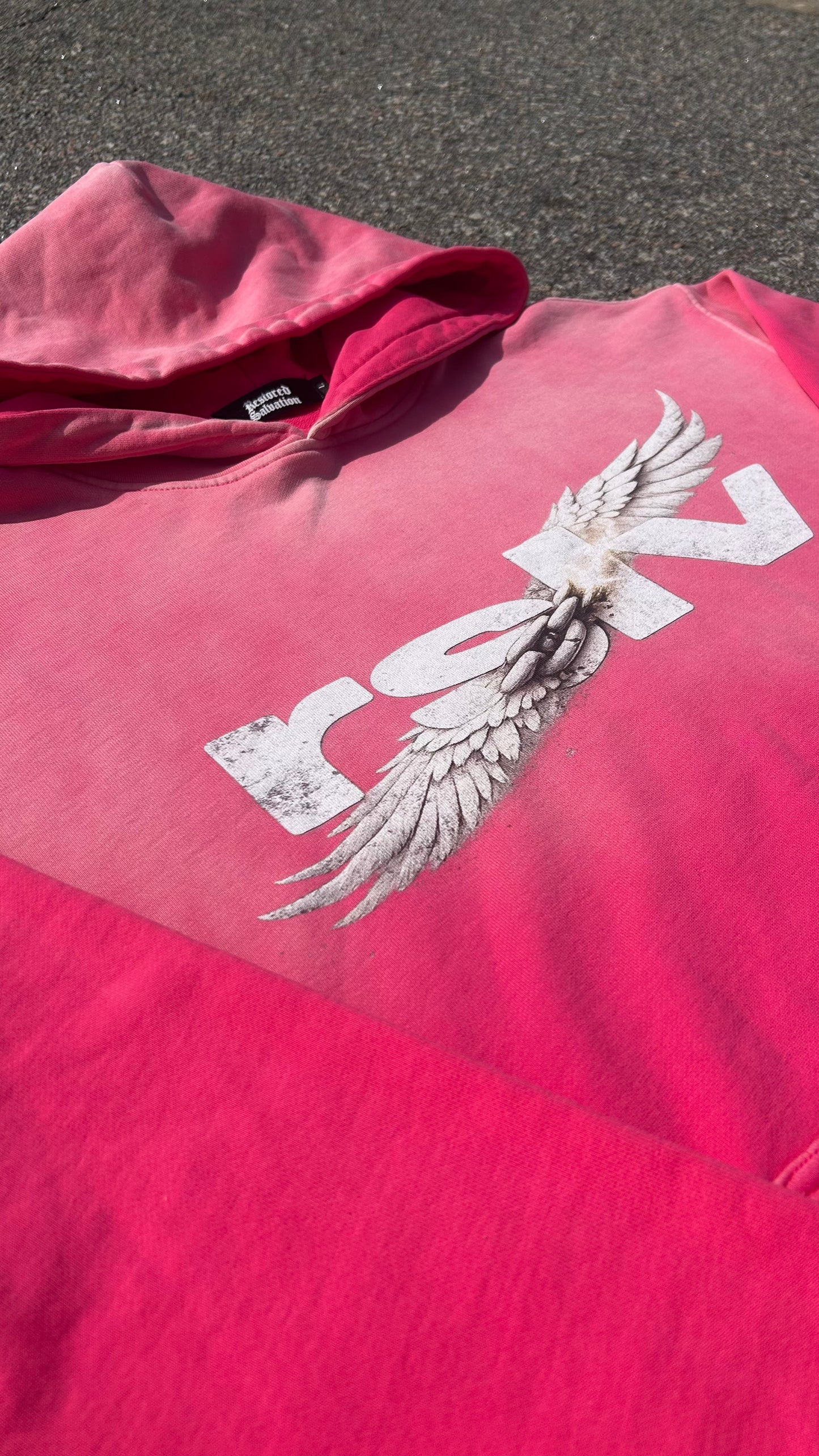 WINGS LOGO SUNFADE HOODIE PINK