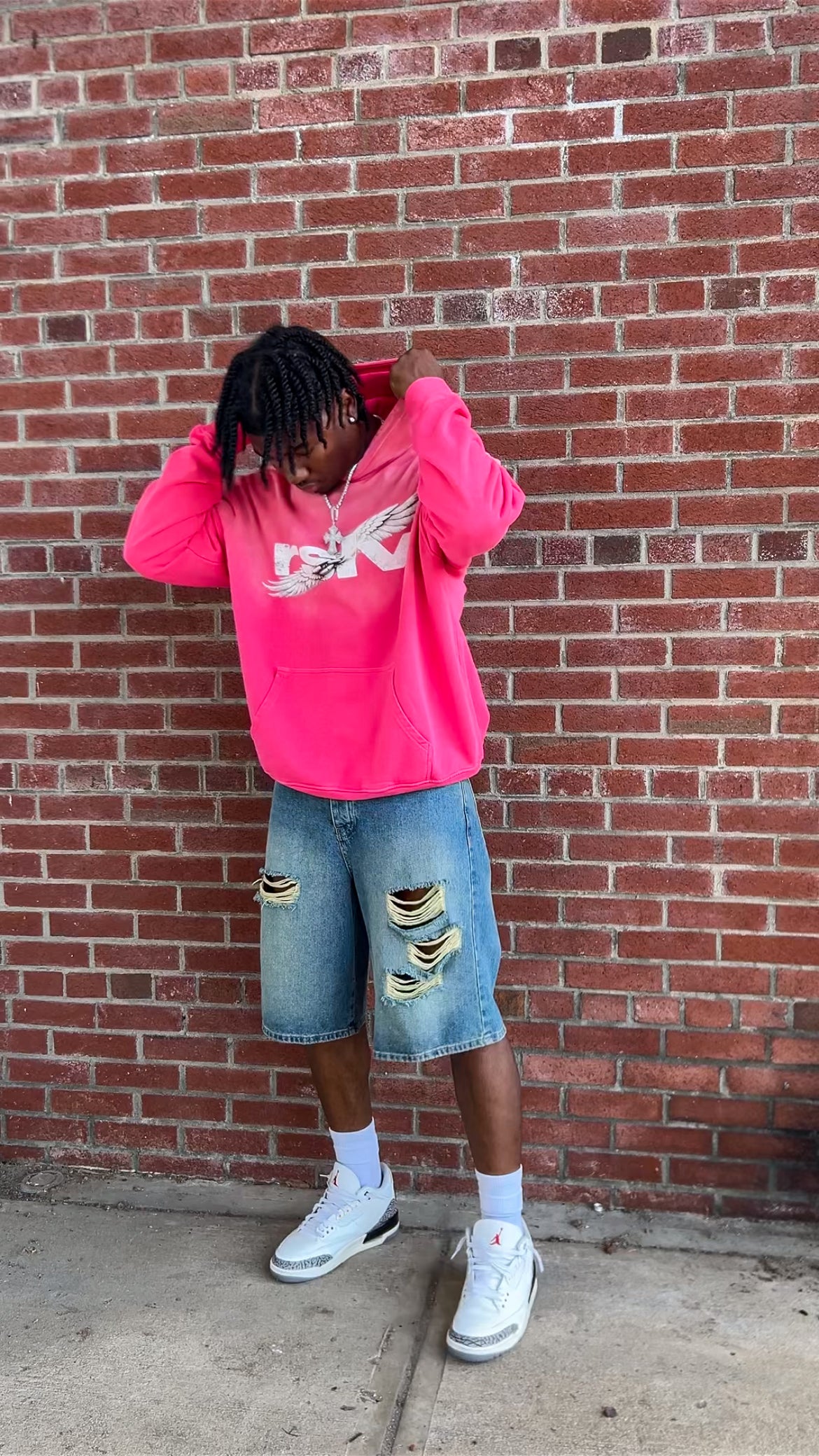 WINGS LOGO SUNFADE HOODIE PINK