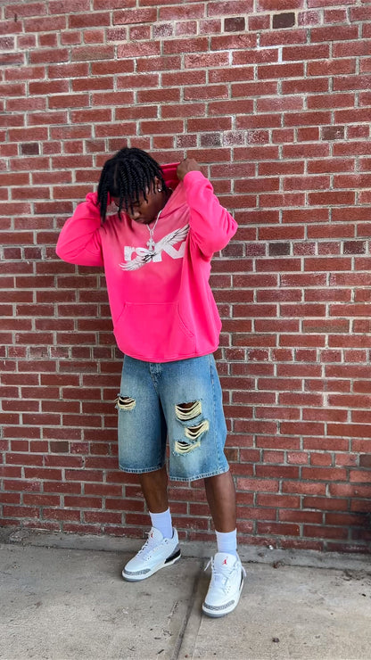 WINGS LOGO SUNFADE HOODIE PINK