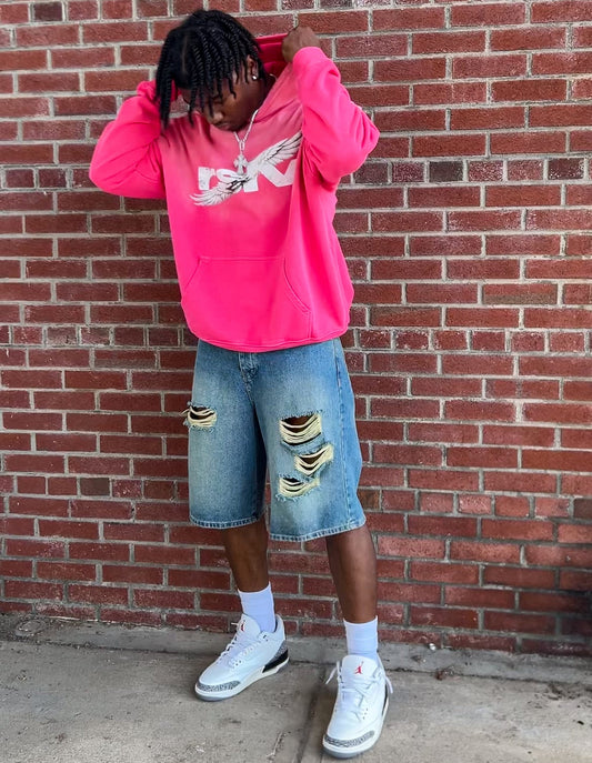 WINGS LOGO SUNFADE HOODIE PINK