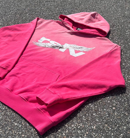 WINGS LOGO SUNFADE HOODIE PINK