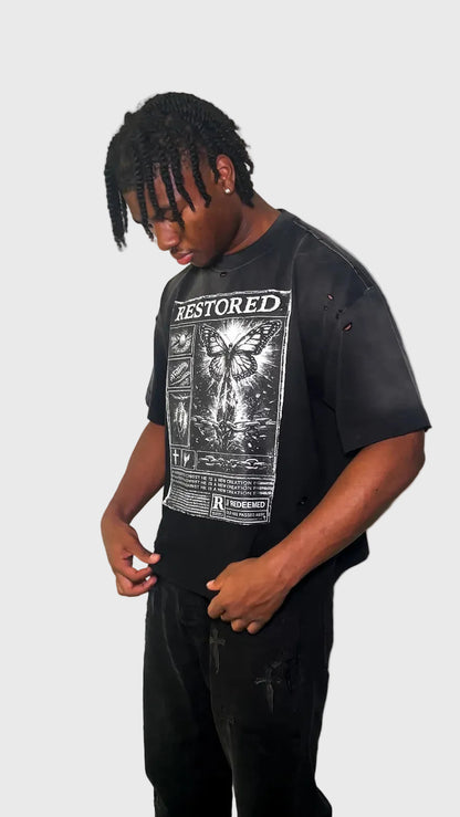 METAMORPHOSIS DISTRESSED BOXY TEE
