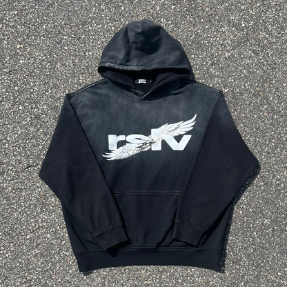 WINGS LOGO SUNFADE HOODIE BLACK