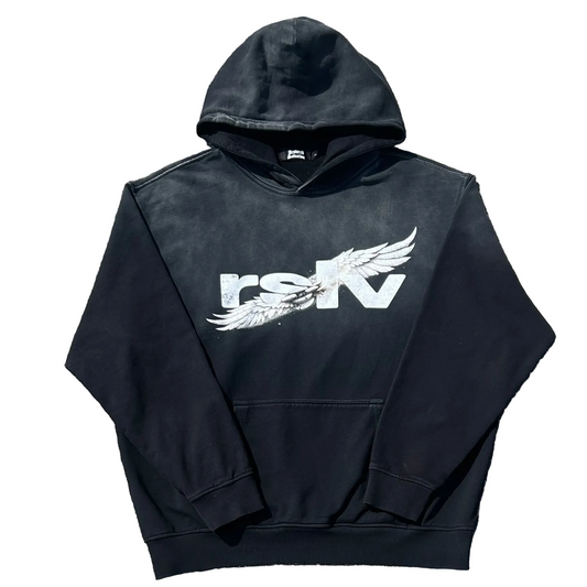 WINGS LOGO SUNFADE HOODIE BLACK