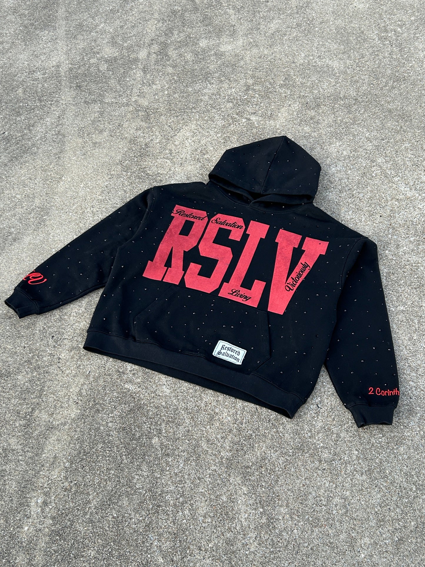 RSLV RED CRIMSON RHINESTONE HOODIE