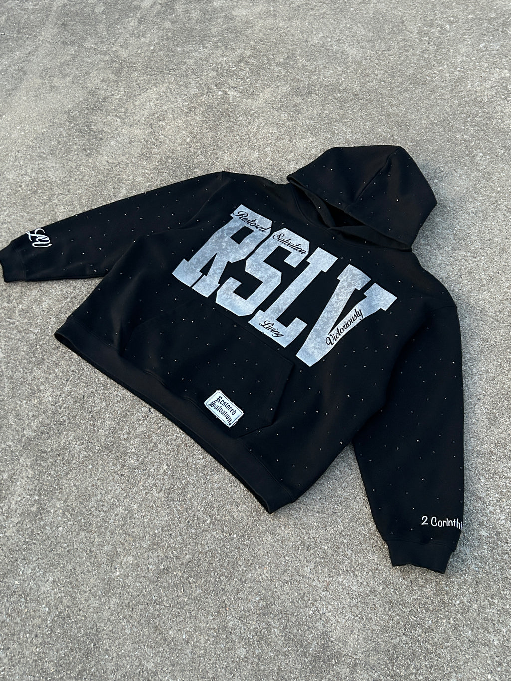 RSLV ASH GRAY RHINESTONE HOODIE