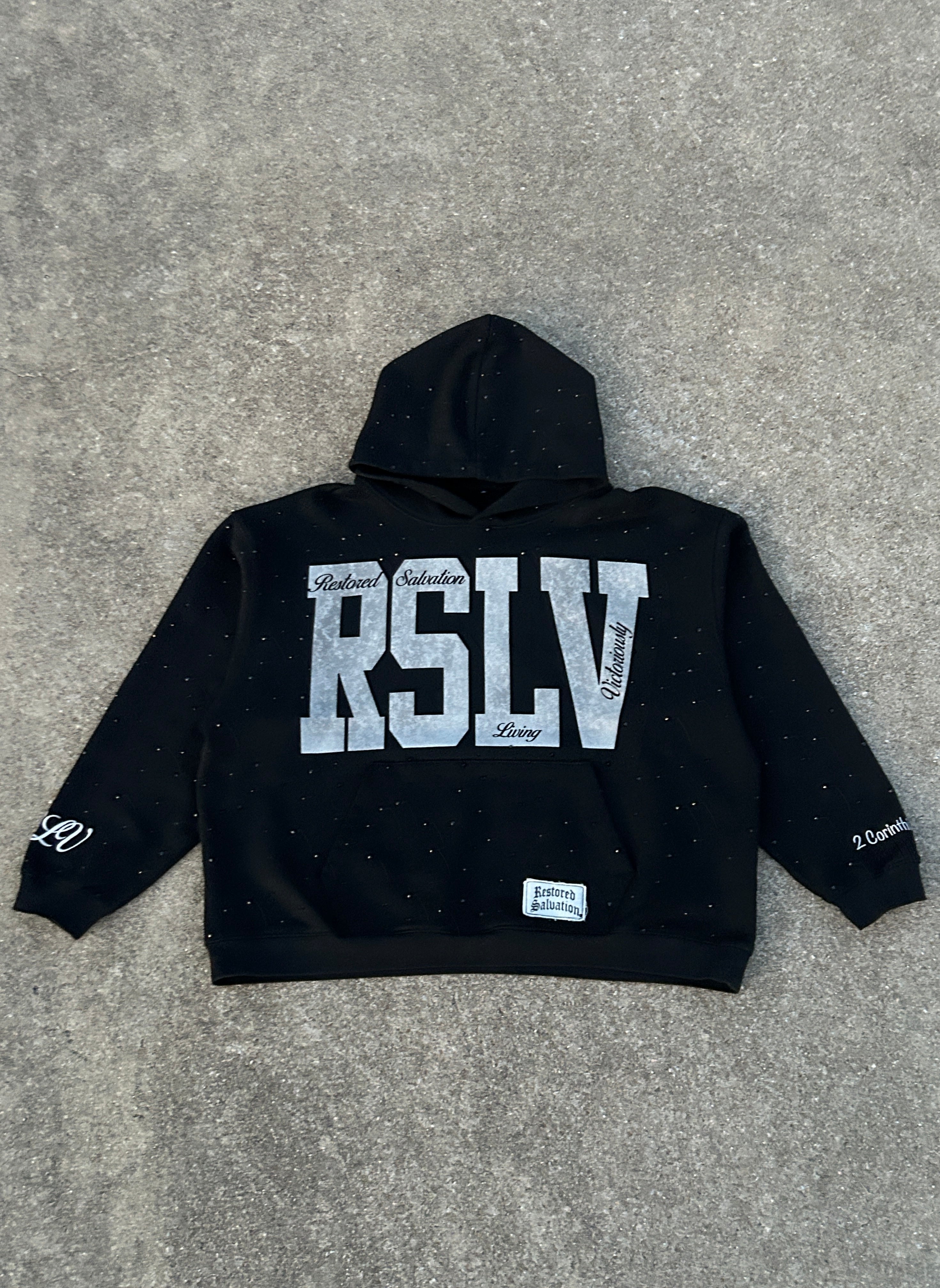RSLV ASH GRAY RHINESTONE HOODIE