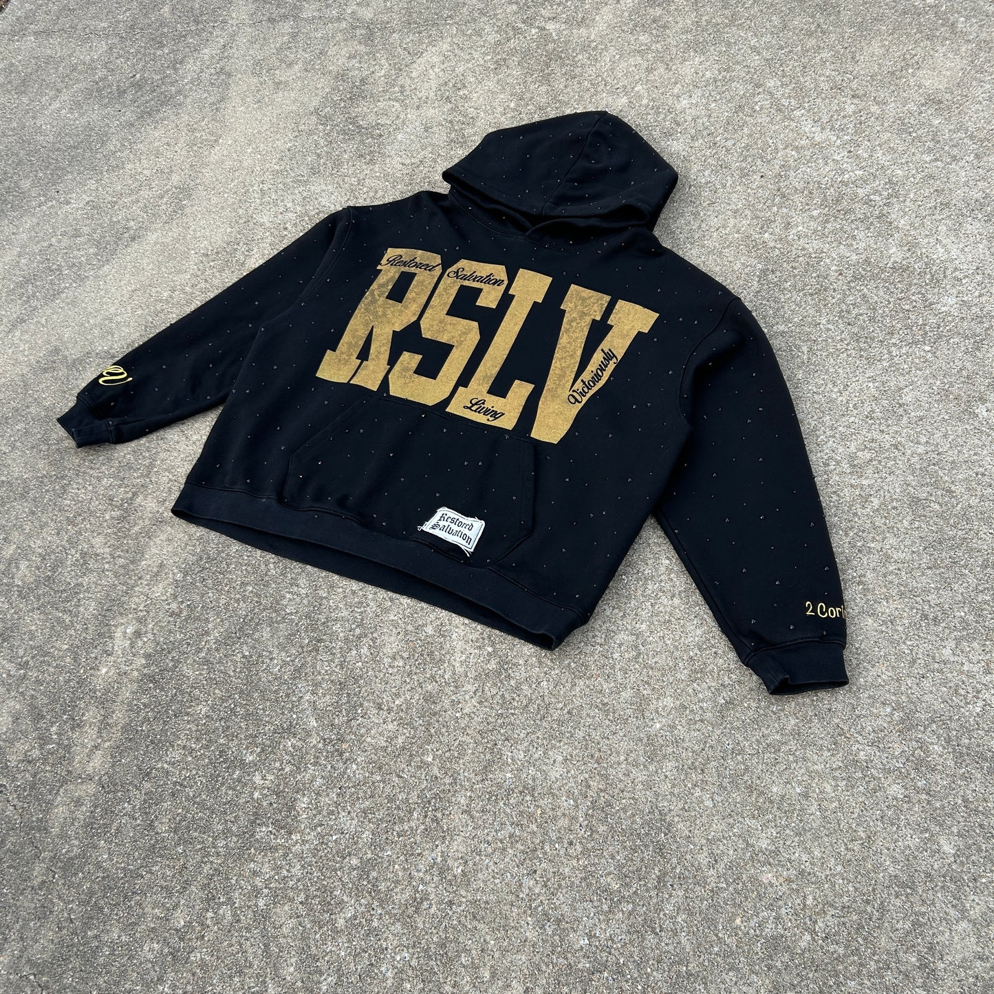 RSLV DUST YELLOW RHINESTONE HOODIE