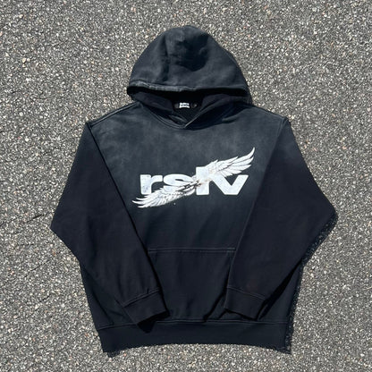 WINGS LOGO SUNFADE HOODIE BLACK