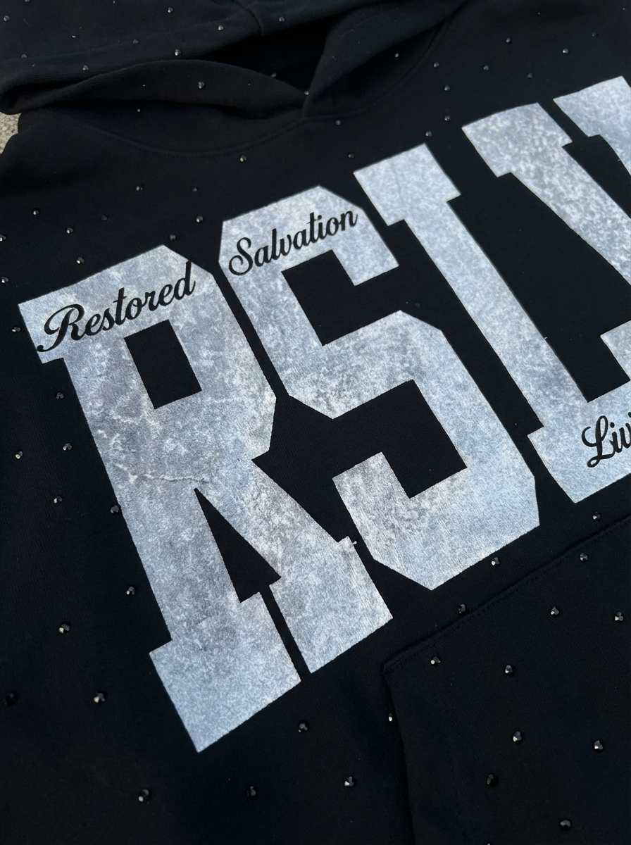 RSLV ASH GRAY RHINESTONE HOODIE
