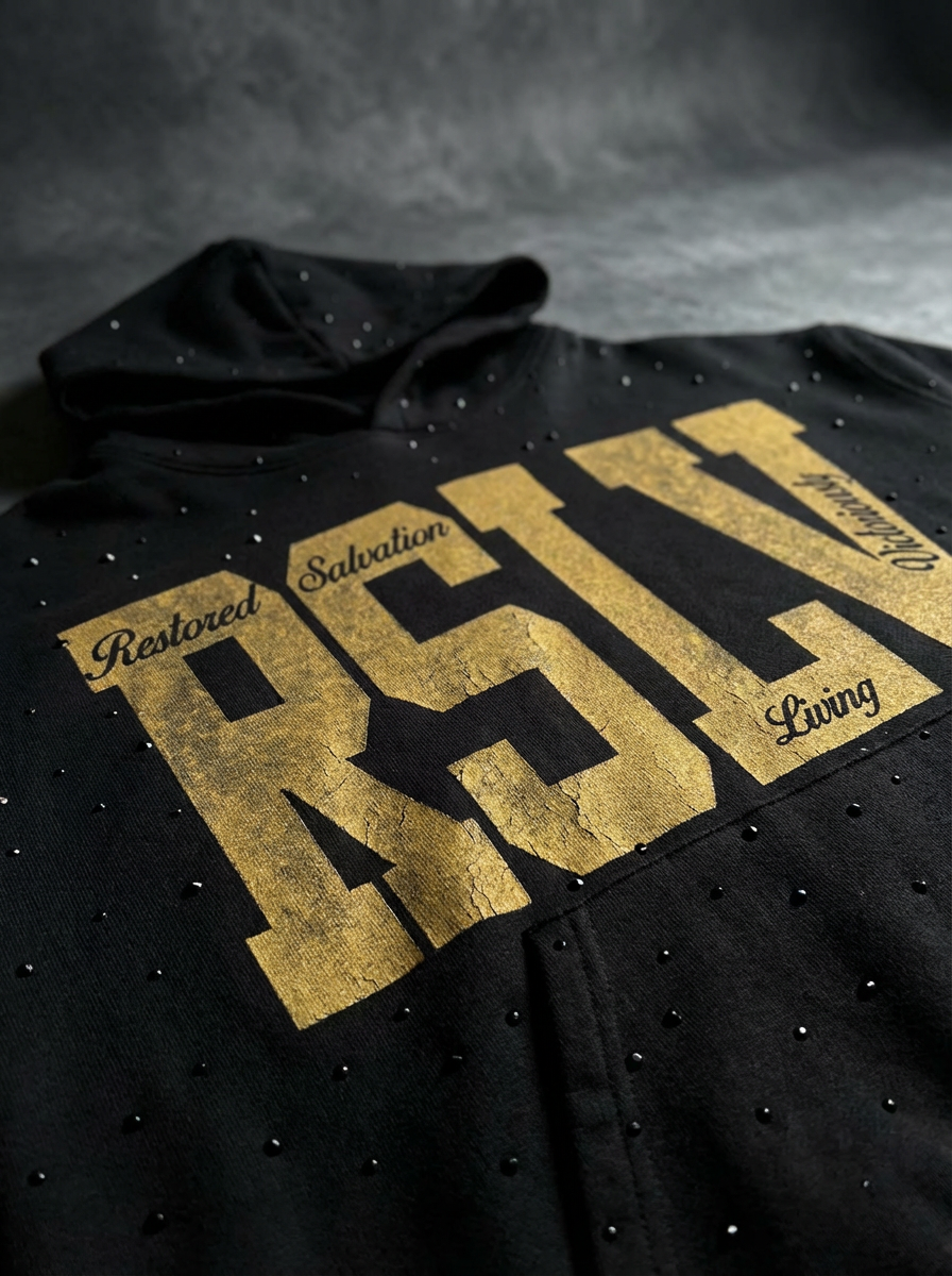 RSLV DUST YELLOW RHINESTONE HOODIE