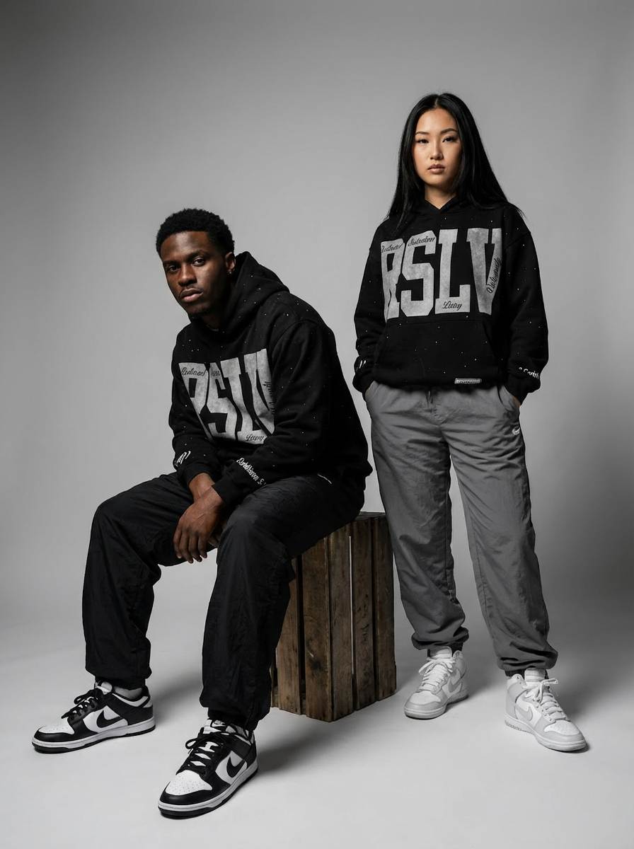 RSLV ASH GRAY RHINESTONE HOODIE