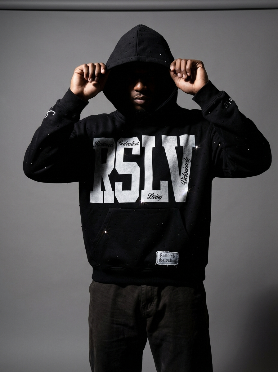 RSLV ASH GRAY RHINESTONE HOODIE